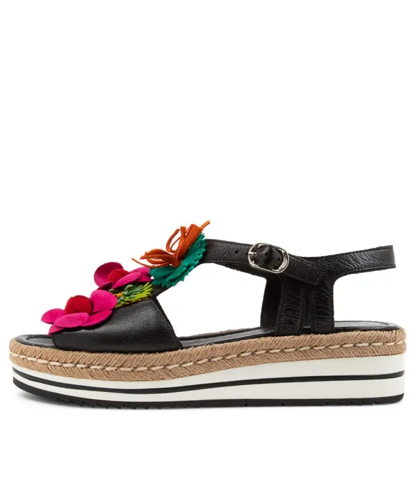 Women DJANGO & JULIETTE Abela Black Multi Leather Sandals