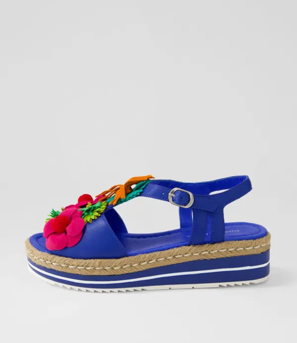 Women DJANGO & JULIETTE Abela Cobalt Multi Leather Sandals