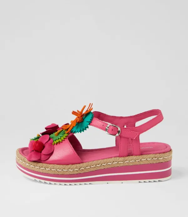 Women DJANGO & JULIETTE Abela Fuchsia Multi Leather Espadrilles
