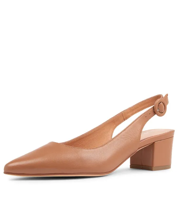 Women TOP END Abigale Tan Leather Heels