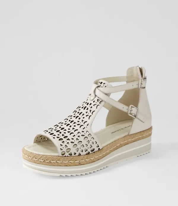 Women DJANGO & JULIETTE Accra Ivory Leather Espadrilles