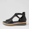 Women DJANGO & JULIETTE Accra Lrg Black Leather Espadrilles