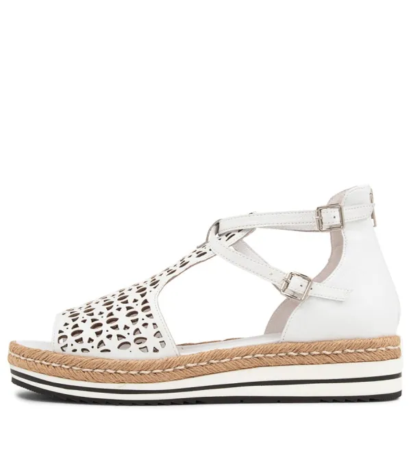 Women DJANGO & JULIETTE Accra Lrg White Leather Espadrilles