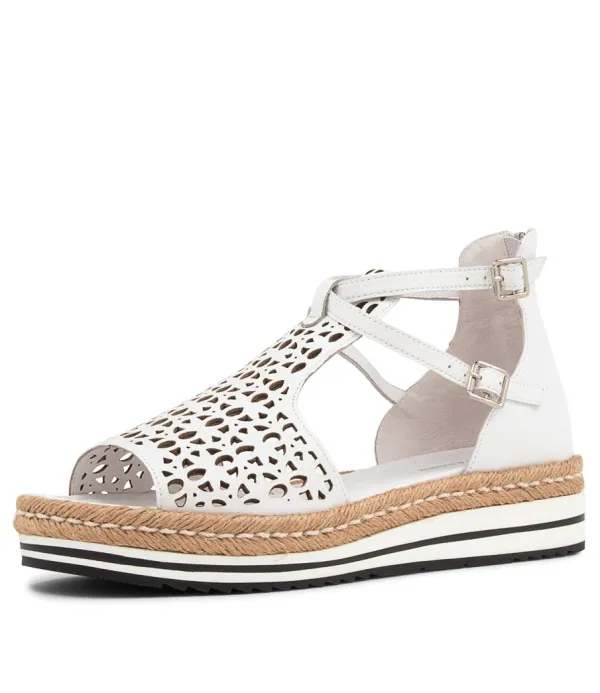 Women DJANGO & JULIETTE Accra Lrg White Leather Espadrilles