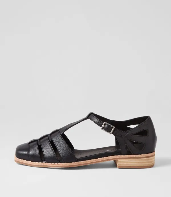 Women DJANGO & JULIETTE Acely Black Leather Flat Shoes