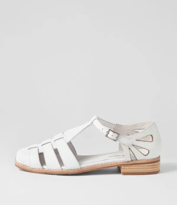 Women DJANGO & JULIETTE Acely White Leather Flat Shoes