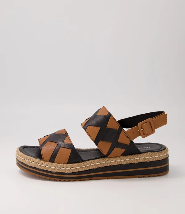 Women DJANGO & JULIETTE Acke Black Dark Tan Leather Espadrilles