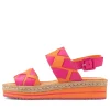 Women DJANGO & JULIETTE Acke Bright Orange Fuchsia Leather Sandals