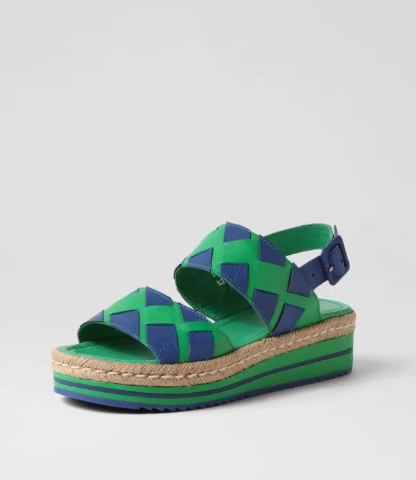 Women DJANGO & JULIETTE Acke Emerald Cobalt Leather Sandals