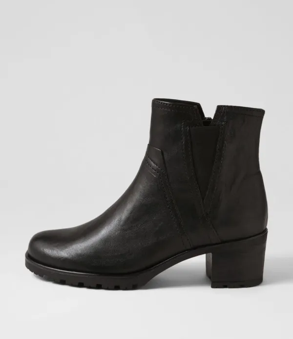 Women GABOR Ada Schwarz Leather Chelsea Boots