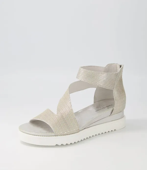 Women DJANGO & JULIETTE Adabela Silver White Cut Leather Sandals