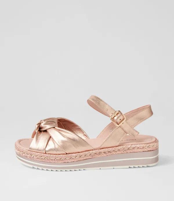Women DJANGO & JULIETTE Adah Pale Rose Gold Rope Leather Espadrilles