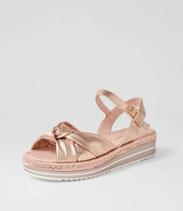 Women DJANGO & JULIETTE Adah Pale Rose Gold Rope Leather Espadrilles
