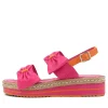 Women DJANGO & JULIETTE Adair Fuchsia Bright Orange Leather Sandals
