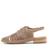Women DJANGO & JULIETTE Addy Nude Pale Rose Gold Leather Lace Up Flats