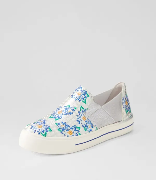 Women ZIERA Adela W Blue Silver Cut Leather Sneakers