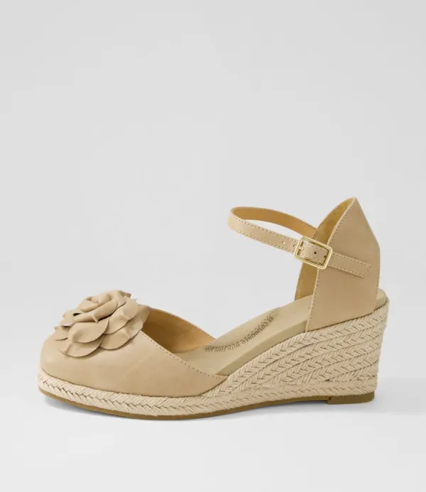 Women ZIERA Adira W Latte Leather Wedges