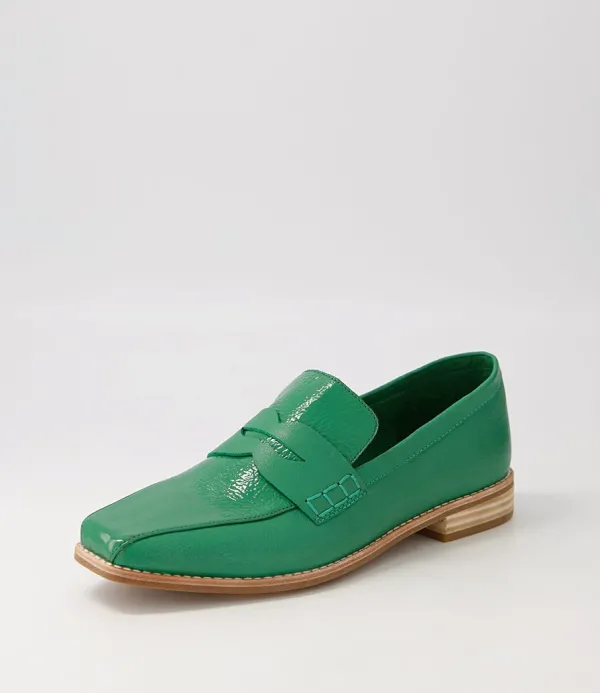Women DJANGO & JULIETTE Agape Dark Emerald Spearmint Patent Leather Loafers