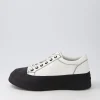 Women DJANGO & JULIETTE Agot White Black Leather Stitch Sneakers