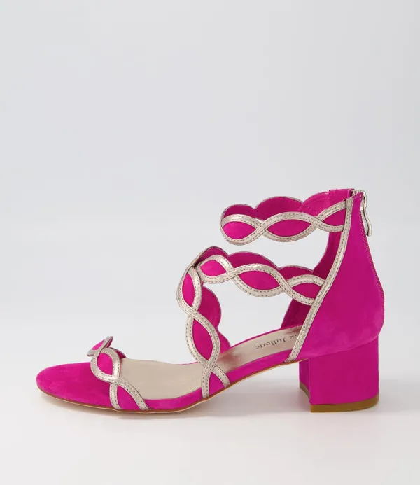Women DJANGO & JULIETTE Ailani Fuchsia Platino Suede Leather Sandals