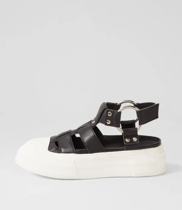 Women DJANGO & JULIETTE Akash Black White Leather Sneakers