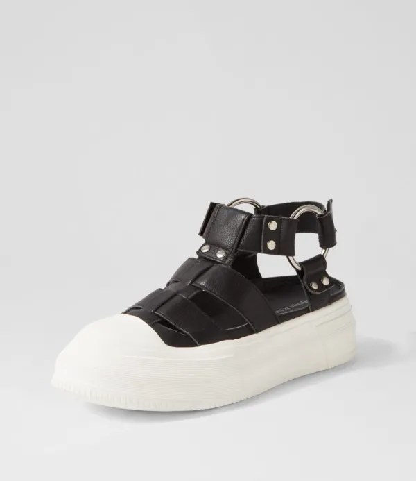 Women DJANGO & JULIETTE Akash Black White Leather Sneakers