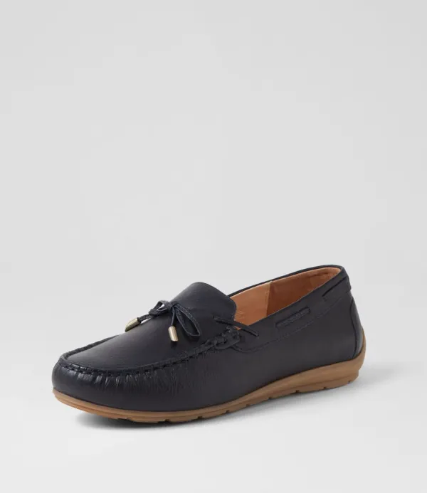 Women ARA Alabama Sport 12 Navy Leather Flat Shoes