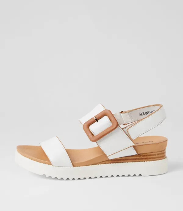 Women DJANGO & JULIETTE Albany White Tan Leather Sandals