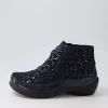 Women ZIERA Alexia Xw Navy Patent Suede Lace Up Boots