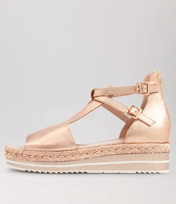 Women DJANGO & JULIETTE Alexys Pale Rose Gold Rope Leather Sandals