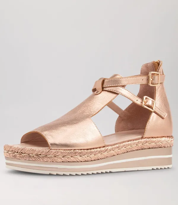 Women DJANGO & JULIETTE Alexys Pale Rose Gold Rope Leather Sandals