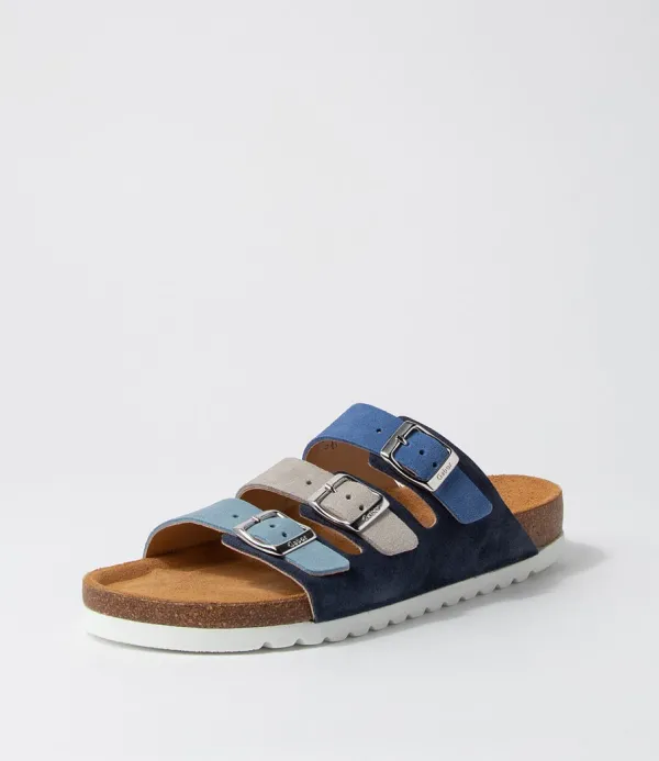 Women GABOR Alfy Blau Kombi Suede Sandals