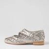 Women DJANGO & JULIETTE Alikam Silver Crackle Leather Flat Shoes