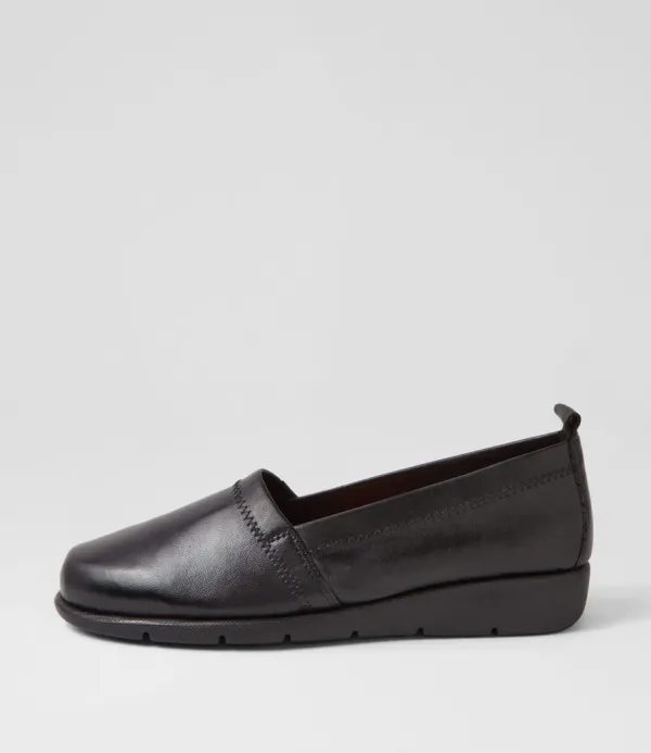 Women SUPERSOFT Aliner Black Leather Loafers