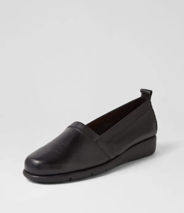 Women SUPERSOFT Aliner Black Leather Loafers