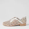 Women DJANGO & JULIETTE Allosier White Tan Leather Lace Up Flats