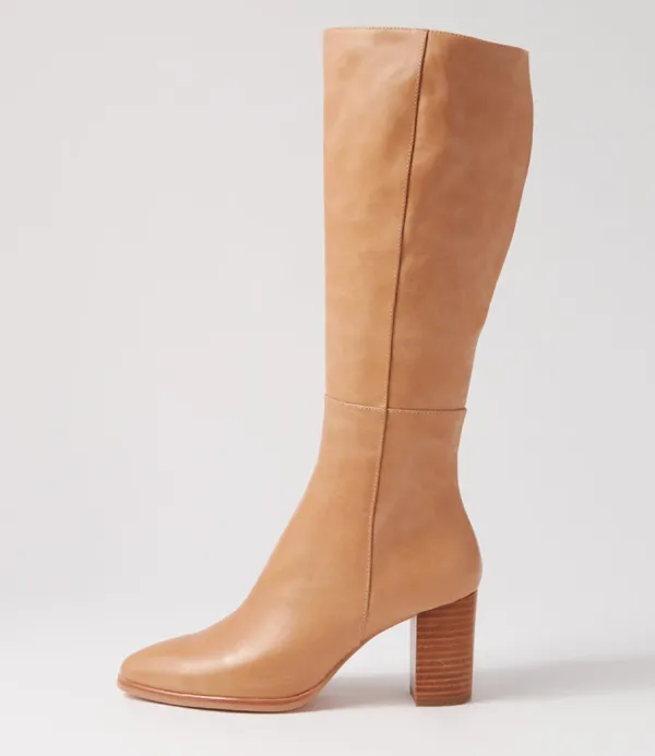 Women DJANGO & JULIETTE Allouta Cappuccino Leather Knee High Boots