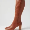 Women DJANGO & JULIETTE Allouta Cognac Leather Knee High Boots