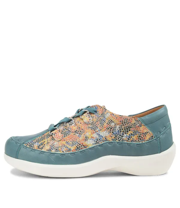 Women ZIERA Allsorts Xw Blue White Multi Flat Shoes
