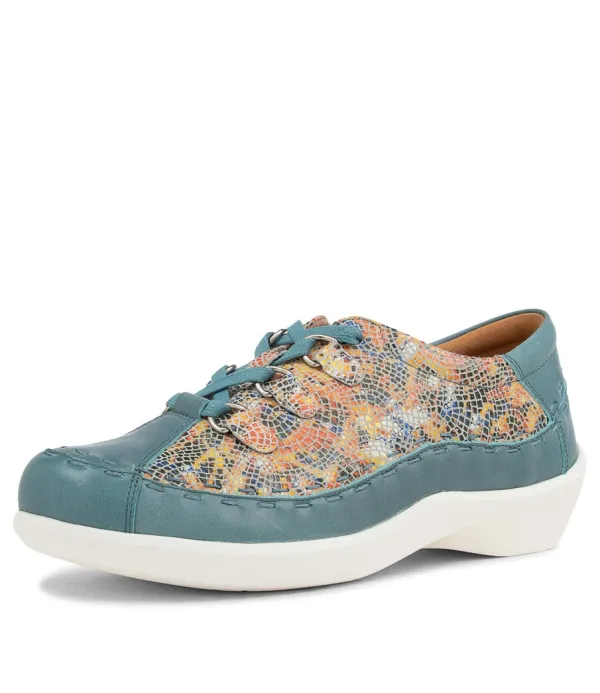 Women ZIERA Allsorts Xw Blue White Multi Flat Shoes