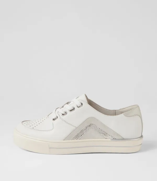 Women ZIERA Alona W White Silver Shimmer Multi Sneakers