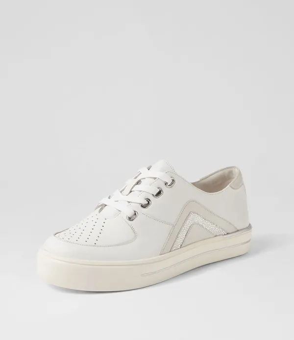 Women ZIERA Alona W White Silver Shimmer Multi Sneakers