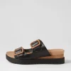 Women DJANGO & JULIETTE Alphie Black Tan Leather Mules