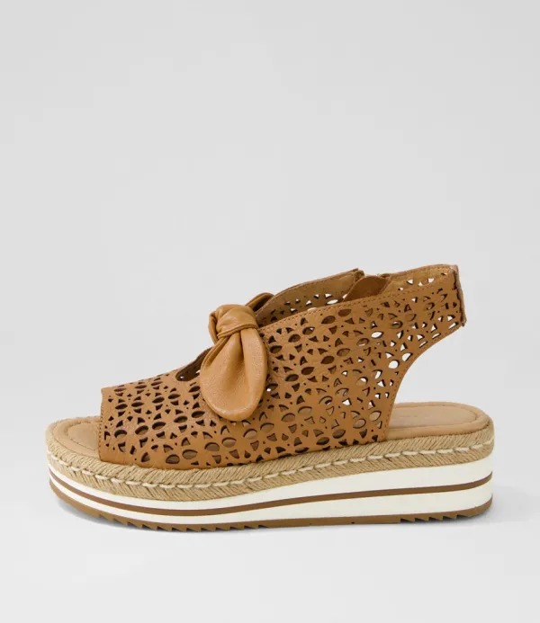 Women DJANGO & JULIETTE Altona Dark Tan Leather Espadrilles