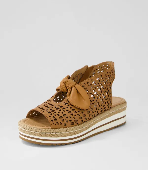 Women DJANGO & JULIETTE Altona Dark Tan Leather Espadrilles