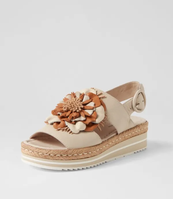 Women DJANGO & JULIETTE Amare Almond Natural Multi Leather Espadrilles