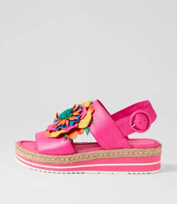 Women DJANGO & JULIETTE Amare Hot Pink Bright Multi Leather Sandals