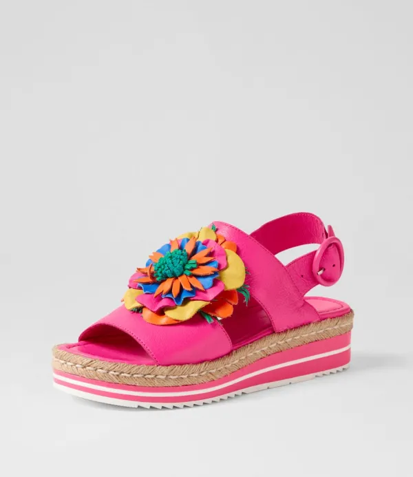 Women DJANGO & JULIETTE Amare Hot Pink Bright Multi Leather Sandals