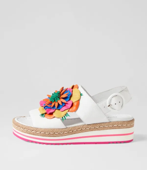 Women DJANGO & JULIETTE Amare White Bright Multi Leather Espadrilles