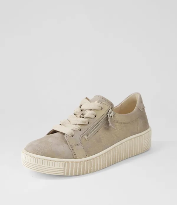 Women GABOR Amelia Muschel Beige Suede Sneakers